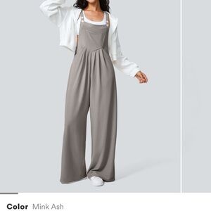 HALARA Gray Wide-Leg Jumpsuit with Square Neckline